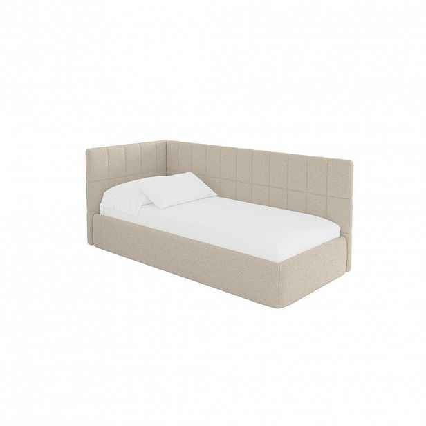 ALTDECOR JEDNOLŮŽKOVÁ POSTEL pro mládež s úložným prostorem, vpravo - TULY 80x200 tmavě béžová