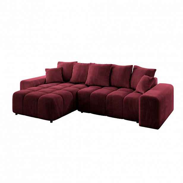 ALTDECOR ROHOVÁ SEDACÍ SOUPRAVA s otomanem vlevo ENIL-L 297x189x68, bordó, velur