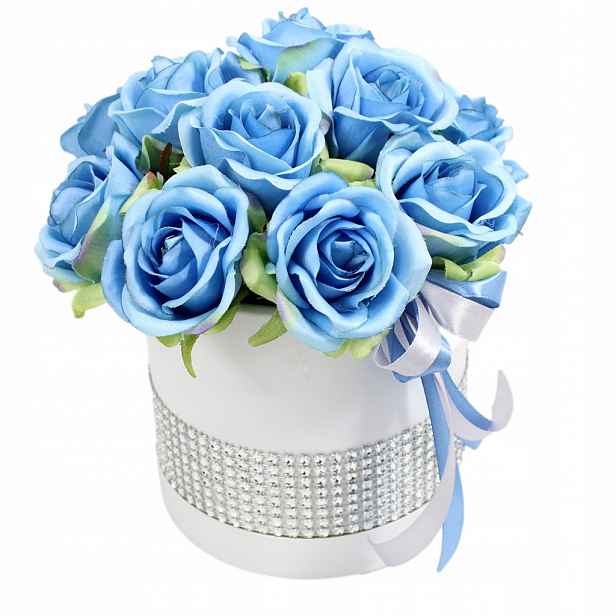 Květinová dekorace voňavá flower box Modrá květinová krabička glamour
