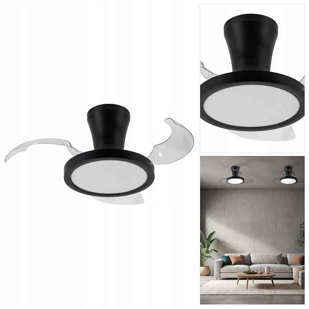 Lampowentylator černý Breeze Led osvětlení stropu v obývacím pokoji Tk Lighting