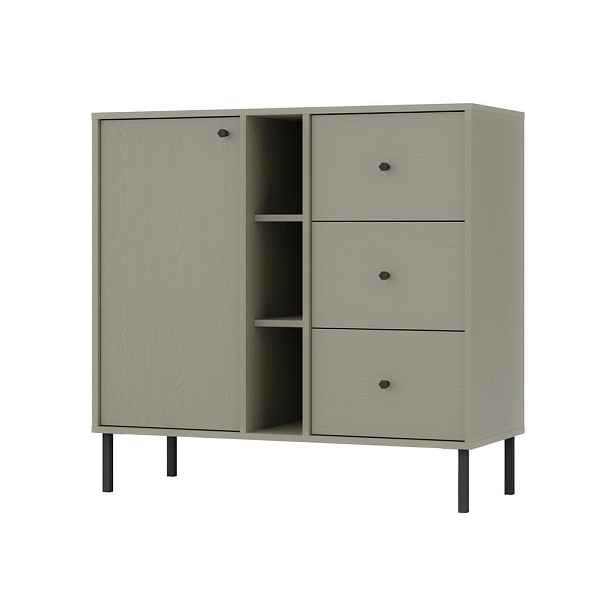 MASSENO KOMODA TORINO, 100/95/41 cm se 3 zásuvkami, počet dvířek: 1, světle zelená