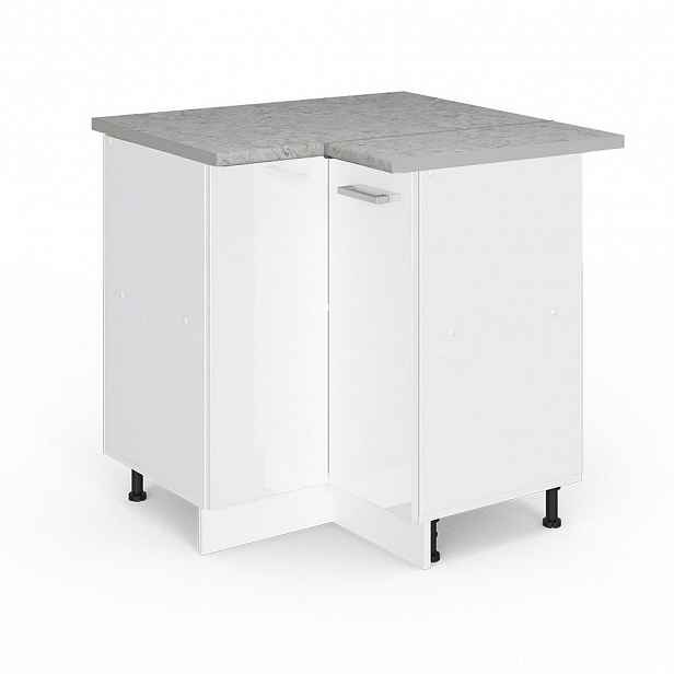 Vicco UNIVERZÁLNÍ ROHOVÁ SKŘÍŇ R-Line Bílá vysoký lesk 75.6 cm s dvířky, s pracovní deskou