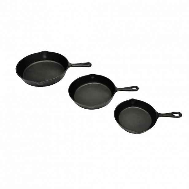 vidaXL Sada 3 BBQ litinových pánví