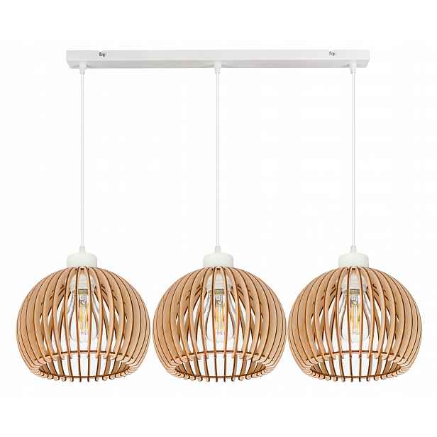 Závěsná lampa závěsný stropní lustr Loft stínidlo koule 36 Dřevo na 3x e27