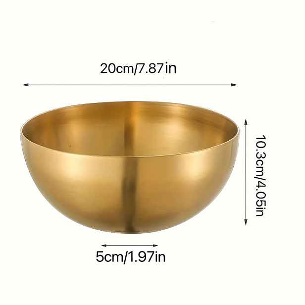 TEMU 1 ks Zlatá nerezová mísa - 15 cm / 20 cm / 25 cm Odolná, nerozbitná, víceúčelová mísa na saláty, dezerty, rýži, - Skvělé pro domácnost, večírky,