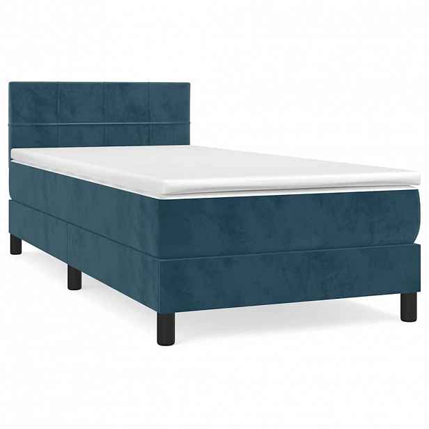 vidaXL Box spring postel s matrací tmavě modrá 100x200 cm samet