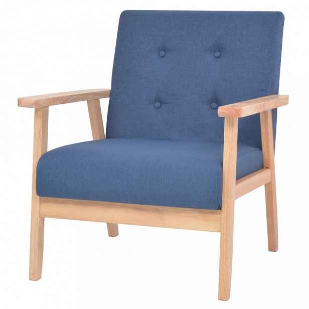 Křeslo textil / dřevo Dekorhome modrá