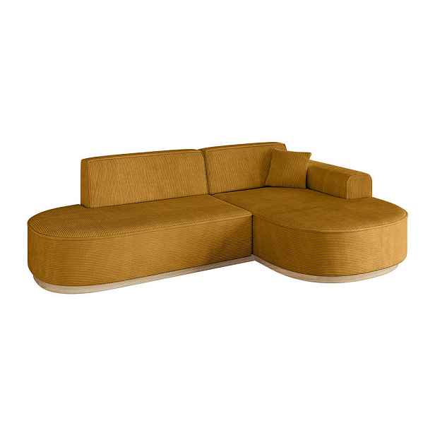 ALTDECOR ROHOVÁ SEDAČKA s otomanem, pravá MARI-L1-v1 243x171x83 Hořčicová Manšestr