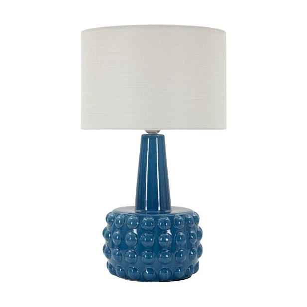 Bílá/modrá keramická stolní lampa s textilním stínidlem (výška 51,5 cm) Gress – Mauro Ferretti