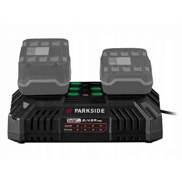 Dvojitá rychlonabíječka pro akumulátory Parkside Pdslg 20 B1 – 2x 4,5 A