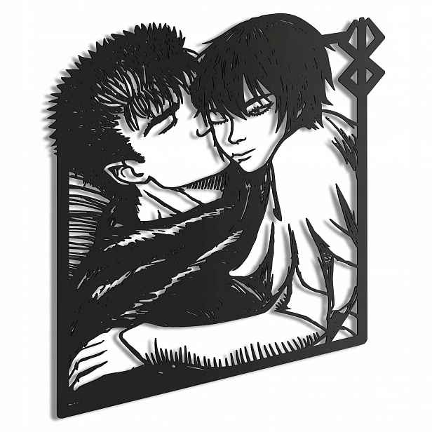 Guts a Casca Dřevěný 3D obraz Anime Berserk