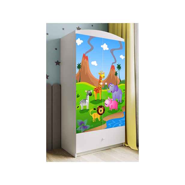 Kocot kids Dětská skříň Babydreams 90 cm safari bílá