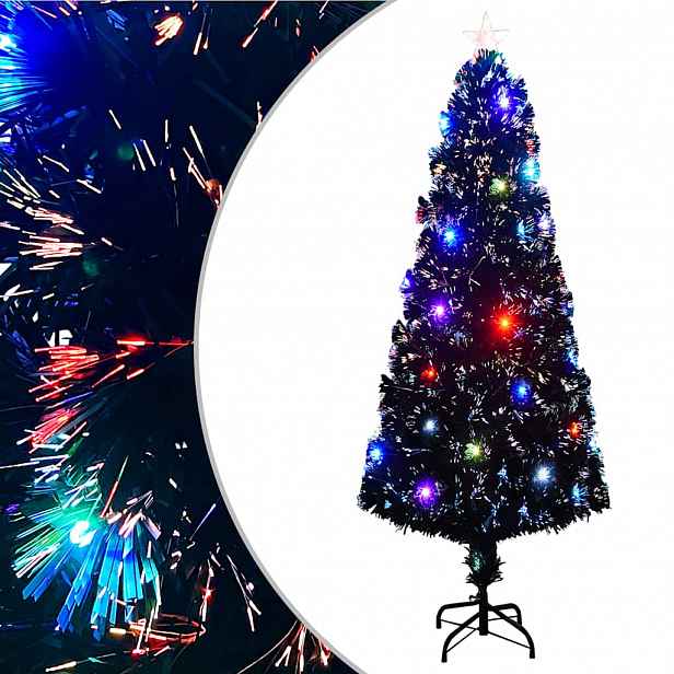 vidaXL Předem osvětlený vánoční stromek se stojanem a LED 240 cm optické vlákno
