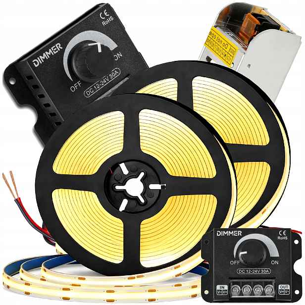 Sada Cob Led pásek 12V 10m 4000K Neutrální Napájecí Zdroj 120W Ovladač Sada