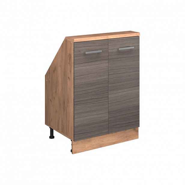 Vicco KUCHYŇSKÁ SKŘÍŇKA POD ŠIKMOU STŘECHU R-Line Ušlechtilá šedá 60 cm se 2 dvířky