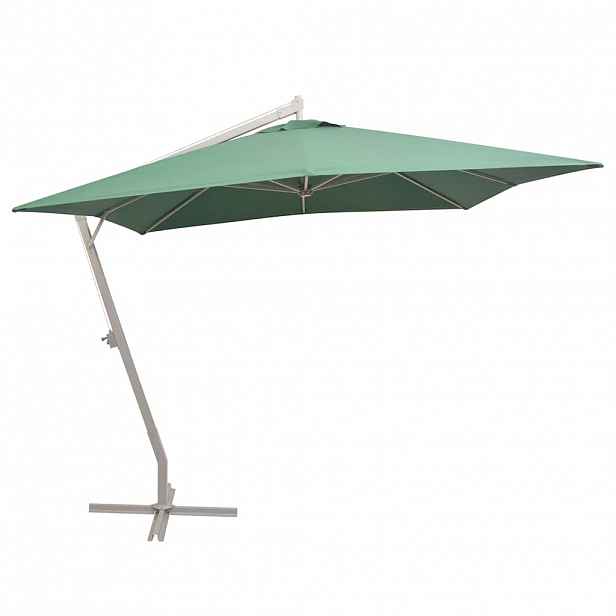vidaXL Závěsný slunečník 300 x 300 cm zelený hliníková tyč