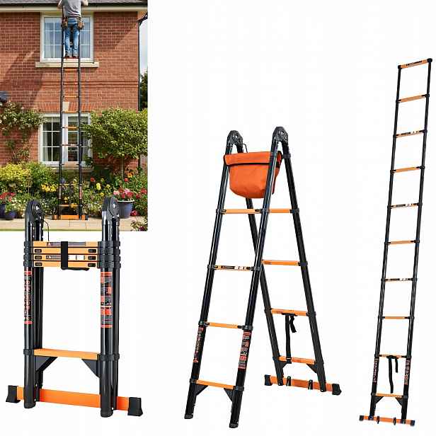 Výsuvné Teleskopické Lešení 4,2M 2,1m+2,1m Skládací Rámové A 150KG 2V1