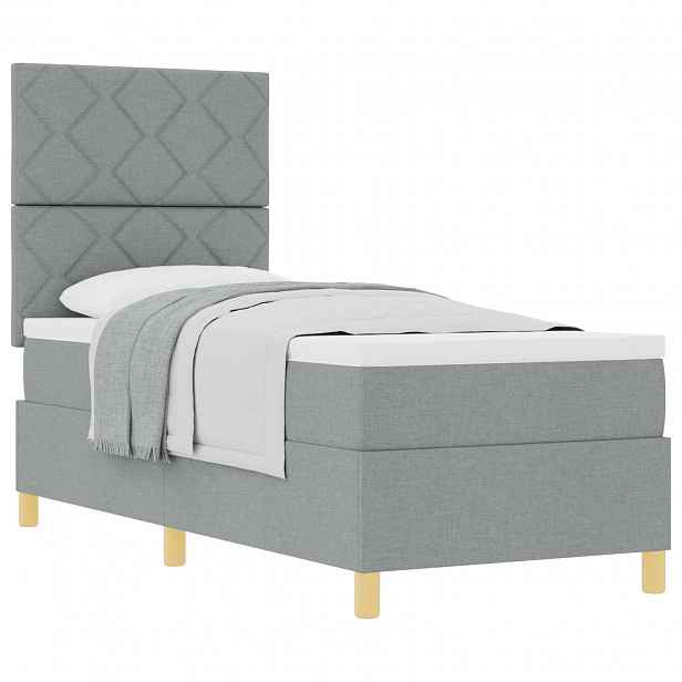vidaXL Postel s boxspringem s čelo Světle šedá 80 x 200 cm textil