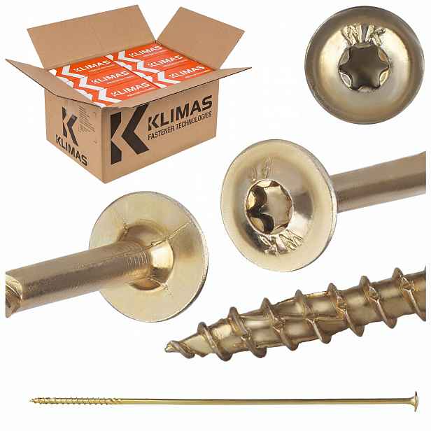 Tesařské vruty Torx 8x380 mm 400 ks talířové na dřevo Klimas Wkcp