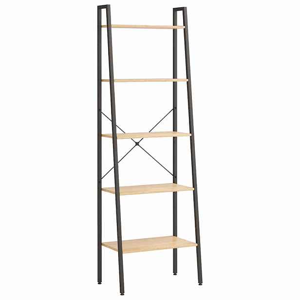 vidaXL 5patrová stojící police světle hnědá a černá 56 x 35 x 174 cm