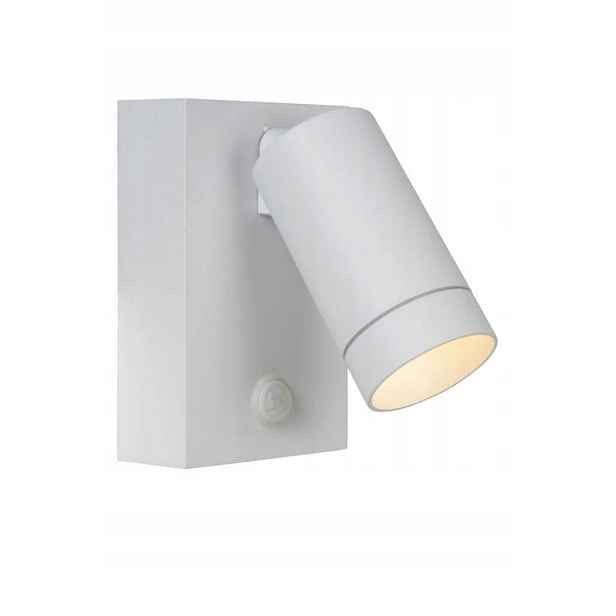 Venkovní nástěnná lampa s reflektorovým senzorem, bílá, IP44 Lucide