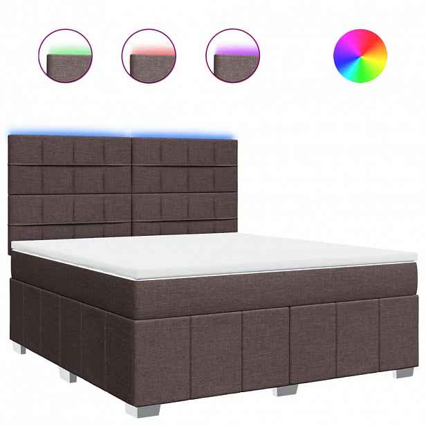 vidaXL Box spring postel s matrací tmavě hnědá 180x200 cm textil