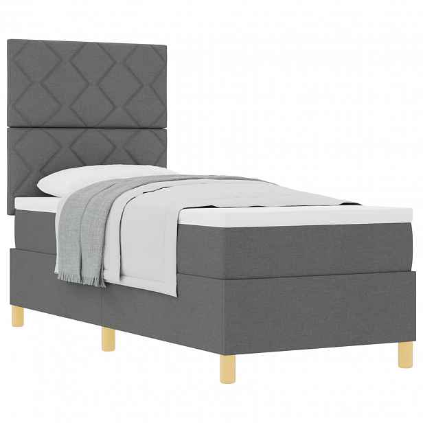 vidaXL Postel s boxspringem s čelo Tmavě šedá 80 x 200 cm textil