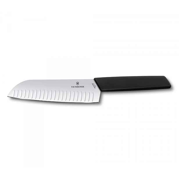 Nůž Santoku s rýhovaným ostřím, 17 cm, černý Victorinox 6.9053.17 Kb