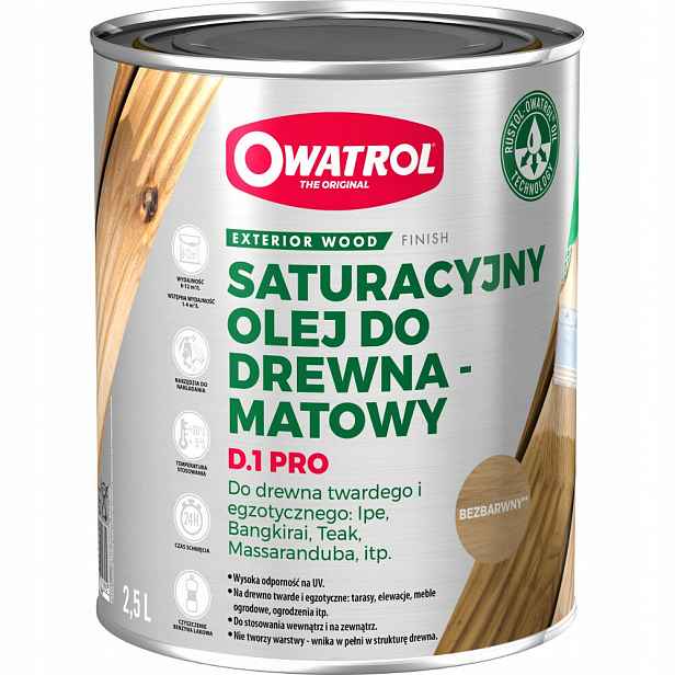 Owatrol D1 Pro Olej na dřevo s Uv zářením 2,5 l bezbarvý