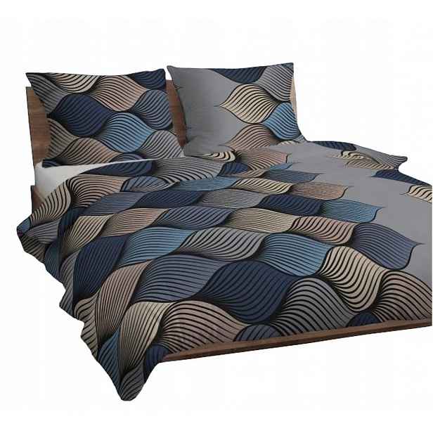 Povlečení 160x200 šedé modré béžové s copánky