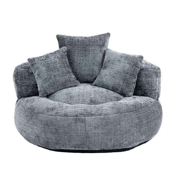 Redom SEDACÍ vak 108/108/52 cm s područkami, vysokým opěradlem a potahem z ženylky, Šedá