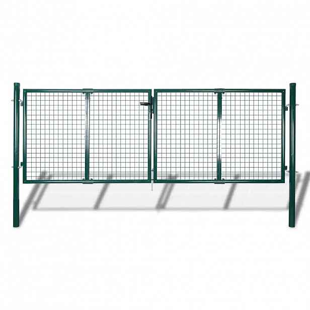 vidaXL Plotová branka ocelová 300 x 100 cm zelená