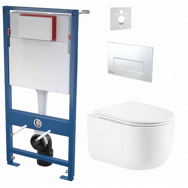 Podomítkový Wc set, rám Skalar by Alca, Wc mísa Tornado, tlačítko