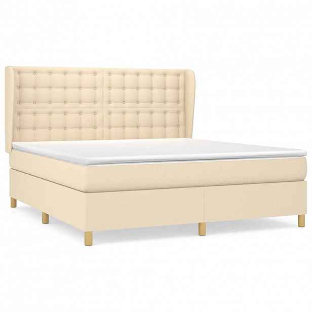 vidaXL Box spring postel s matrací krémová 180x200 cm textil