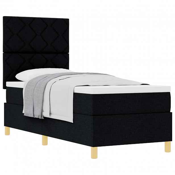 vidaXL Postel s boxspringem s čelo Černá 80 x 200 cm textil