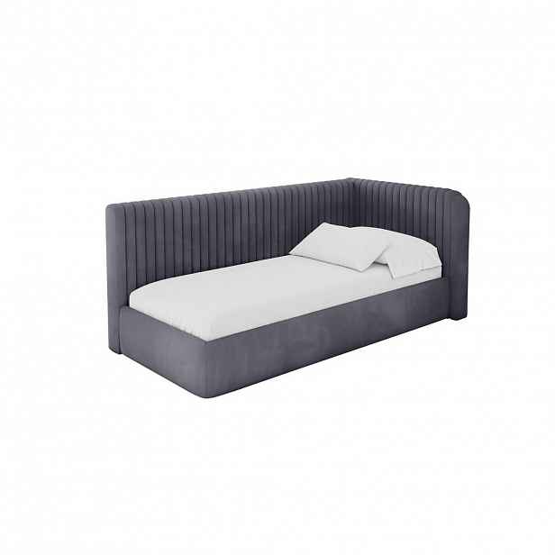 ALTDECOR JEDNOLŮŽKOVÁ POSTEL pro mládež s úložným prostorem, vlevo - AURY 90x200 tmavě šedá