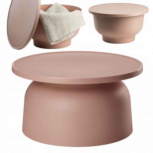 Kávový stolek OTTO2 Růžový Loft do obývacího pokoje zahrady kulatý 47 cm Glamour