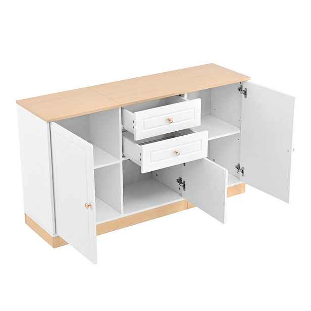 Modenvie SIDEBOARD 135,5/39/76 cm z dřevotřísky bílá a v dekoru dřeva