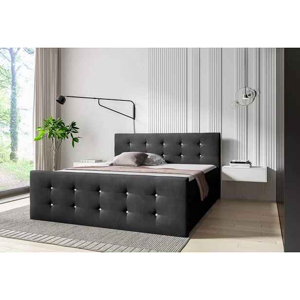 Postel SCARLETT - 200x220, černá + topper ZDARMA