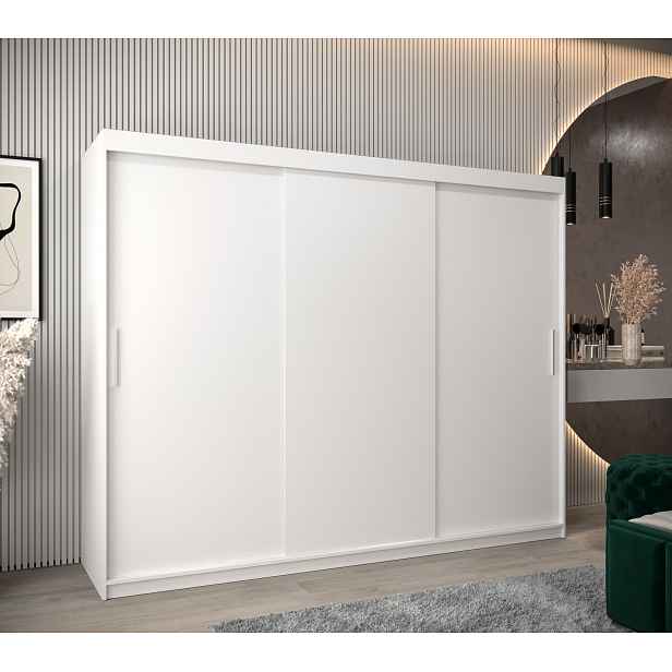 Šatní skříň Abi T0 s posuvnými dveřmi Barva korpusu: Bílá, Rozměry: 250 cm, Dveře: Bílá