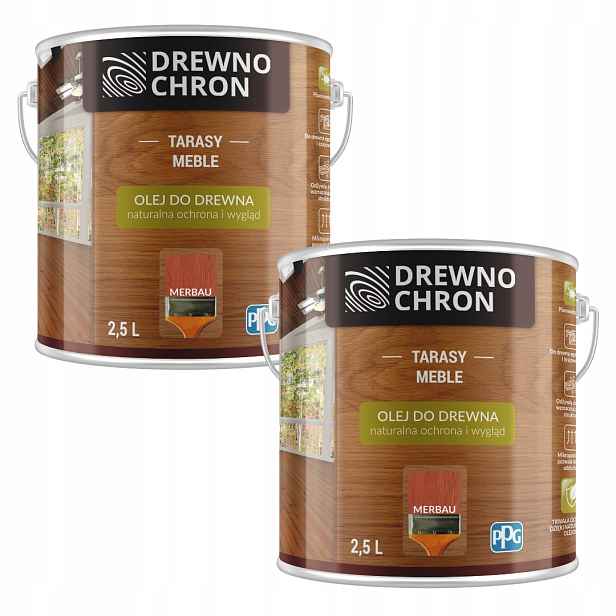 Set Drewnochron Olej Na Dřevo 2x2,5L Terasových Nábytků Merbau 5L