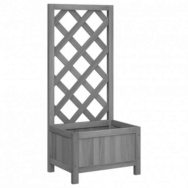 vidaXL Květináč s mřížkou šedý 40x30x90 cm masivní jedlové dřevo