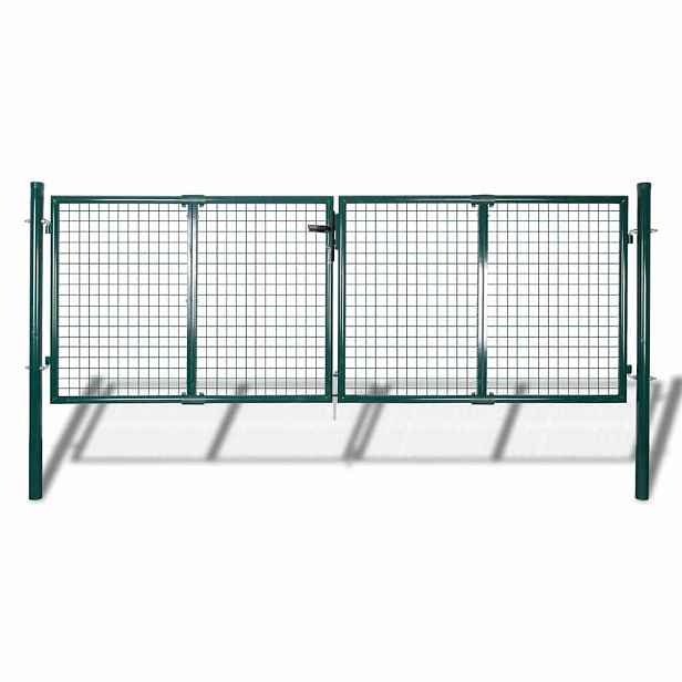 vidaXL Plotová branka ocelová 300 x 125 cm zelená
