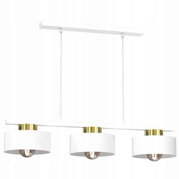 Závěsná lampa trojitá bílá zlatá lišta 81 cm do jídelny nad stůl Luminex