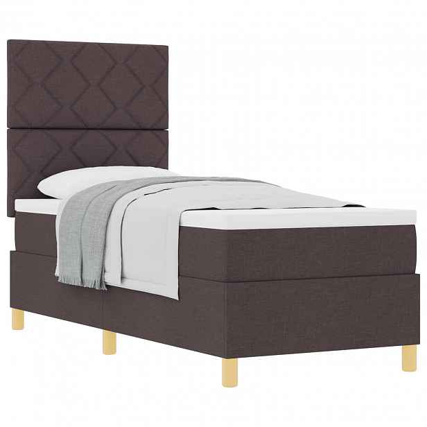 vidaXL Postel s boxspringem s čelo Tmavě hnědá 80 x 200 cm textil
