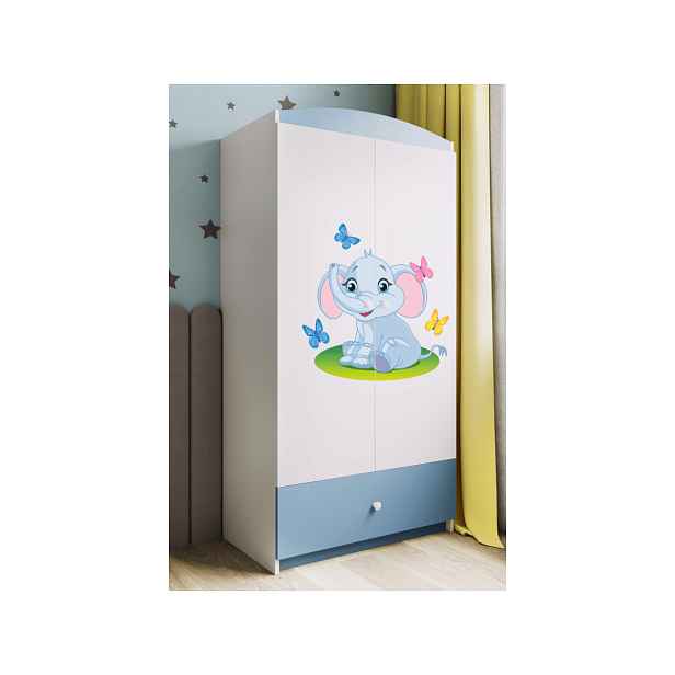 Kocot kids Dětská skříň Babydreams 90 cm slon s motýlky modrá