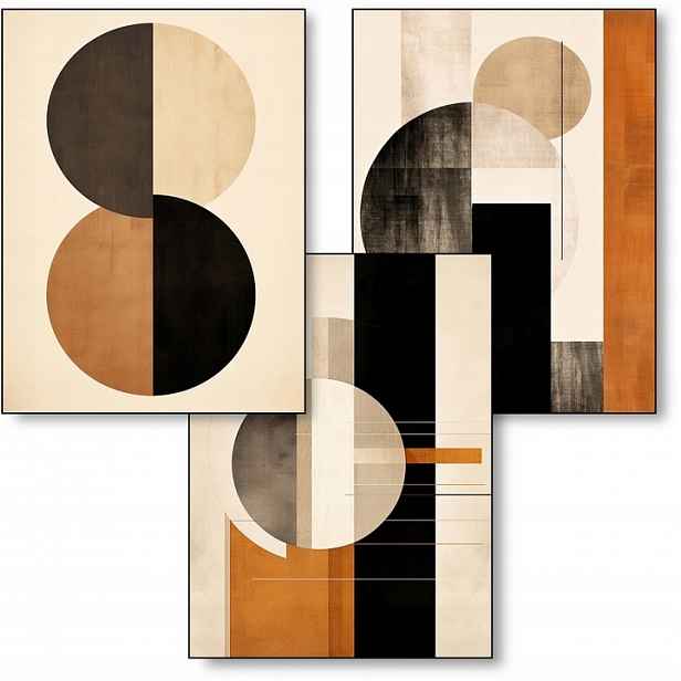 Obrazy do obývacího pokoje plakát 3 kusy B1 70x100 cm hnědá abstrakce béžová #571