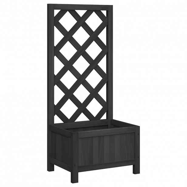 vidaXL Květináč s mřížkou černý 40x30x90 cm masivní jedlové dřevo