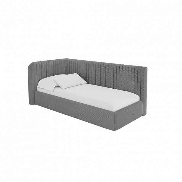 ALTDECOR JEDNOLŮŽKOVÁ POSTEL pro mládež s úložným prostorem, vpravo - AURY 80x200 tmavě šedá