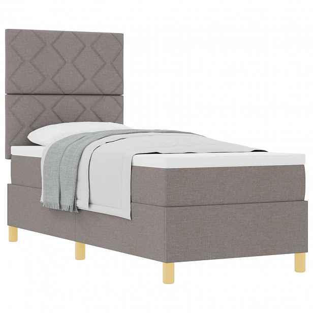 vidaXL Postel s boxspringem s čelo Taupe 80 x 200 cm textil